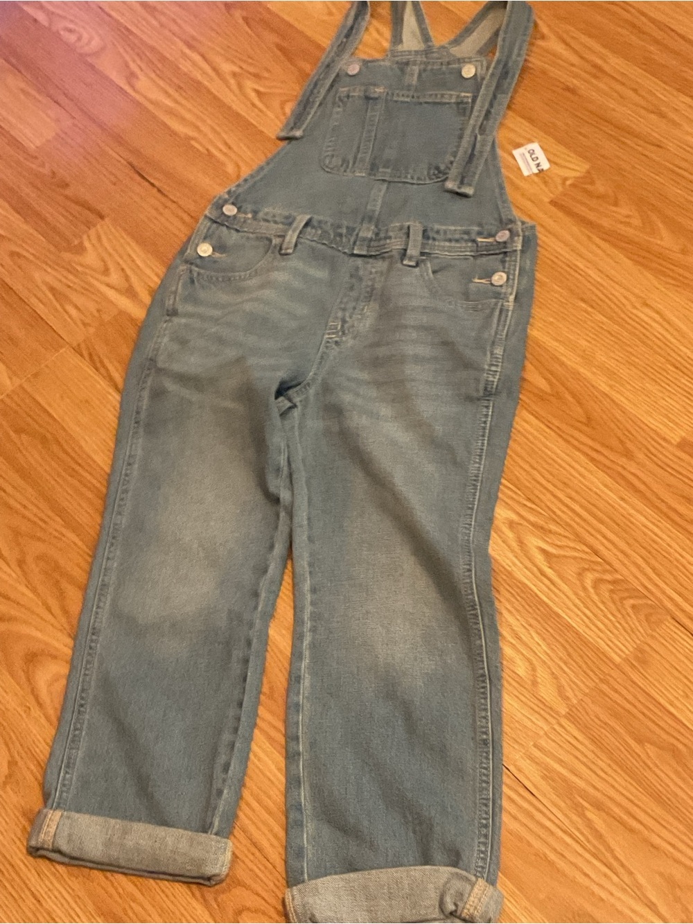 NWT:OLD NAVY Light Wash Denim Overalls CLASSIC BIB POCKET Sz.8 kids